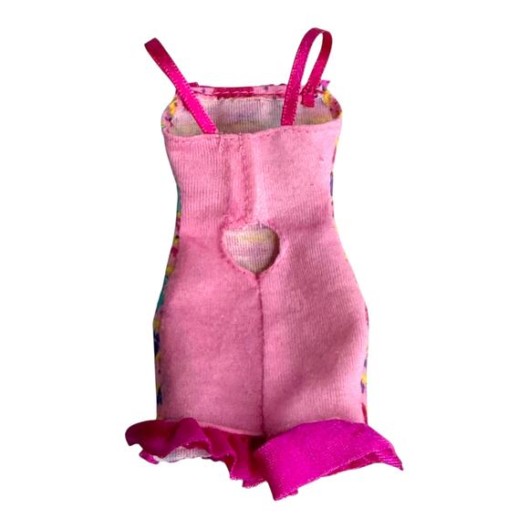 Barbie Puppy Play Park Dress Pink Bone Paw Prints Hearts Bodycon Ruffled Vintage - Picture 2 of 4